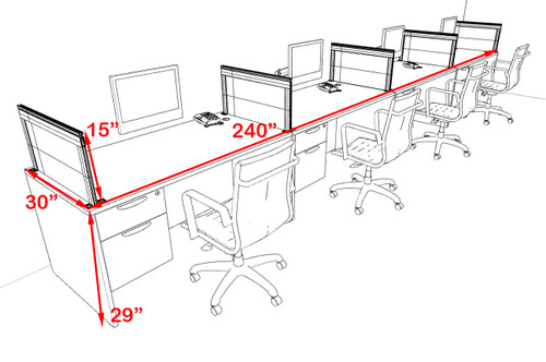 Four Person Modern Aluminum Organizer Divider Office Workstation Desk Set, #OT-SUL-SPS29