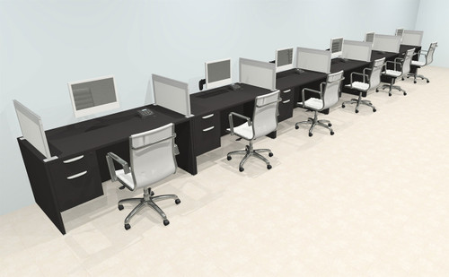 Six Person Modern Aluminum Organizer Divider Office Workstation Desk Set, #OT-SUL-SPS40