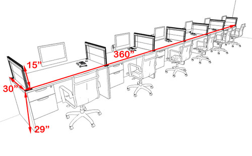 Six Person Modern Aluminum Organizer Divider Office Workstation Desk Set, #OT-SUL-SPS40