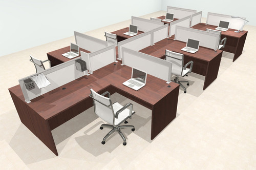 Six Person L Shape Modern Aluminum Organizer Divider Office Workstation Desk Set, #OT-SUL-SPS50