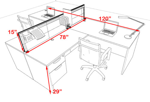 Two Person L Shape Modern Aluminum Organizer Divider Office Workstation Desk Set, #OT-SUL-SPS53