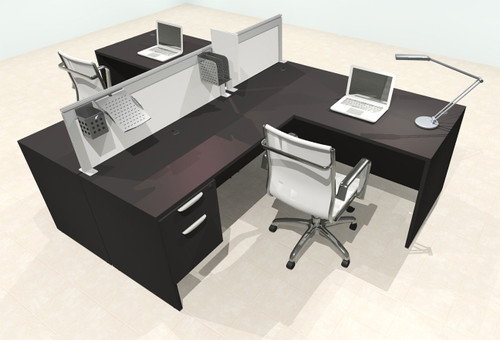 Two Person L Shape Modern Aluminum Organizer Divider Office Workstation Desk Set, #OT-SUL-SPS56