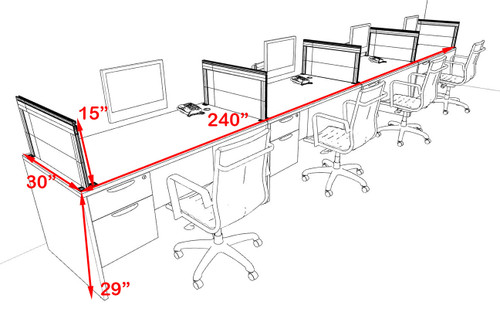 Four Person Modern Aluminum Organizer Divider Office Workstation Desk Set, #OT-SUL-SPS72