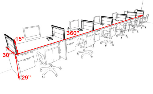Six Person Modern Aluminum Organizer Divider Office Workstation Desk Set, #OT-SUL-SPS74