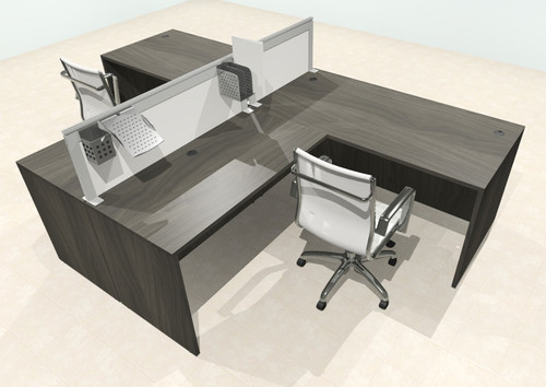 Two Person L Shape Modern Aluminum Organizer Divider Office Workstation Desk Set, #OT-SUL-SPS75