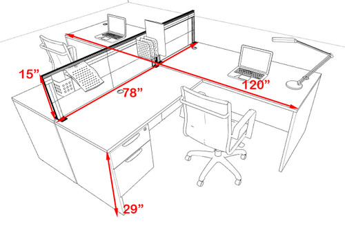 Two Person L Shape Modern Aluminum Organizer Divider Office Workstation Desk Set, #OT-SUL-SPS78