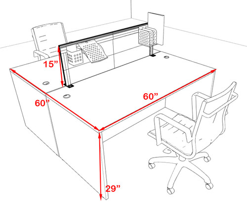 Two Person Modern Aluminum Organizer Divider Office Workstation Desk Set, #OT-SUL-FPS4