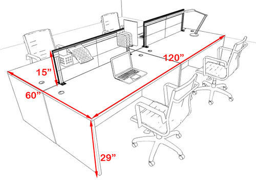 Four Person Modern Aluminum Organizer Divider Office Workstation Desk Set, #OT-SUL-FPS7