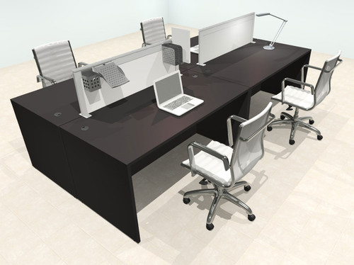 Four Person Modern Aluminum Organizer Divider Office Workstation Desk Set, #OT-SUL-FPS8