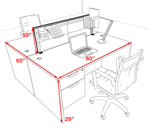 Two Person Modern Aluminum Organizer Divider Office Workstation Desk Set, #OT-SUL-FPS15