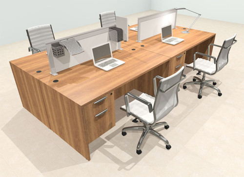 Four Person Modern Aluminum Organizer Divider Office Workstation Desk Set, #OT-SUL-FPS17