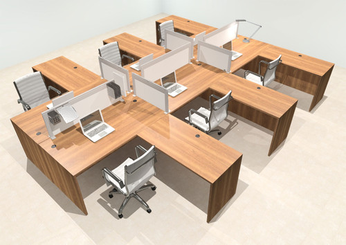Six Person L Shape Modern Aluminum Organizer Divider Office Workstation Desk Set, #OT-SUL-FPS33