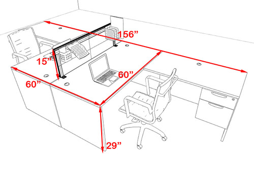 Two Person L Shape Modern Aluminum Organizer Divider Office Workstation Desk Set, #OT-SUL-FPS40
