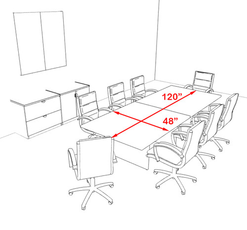 Modern Rectangular 10' Conference table, #OT-SUL-C26