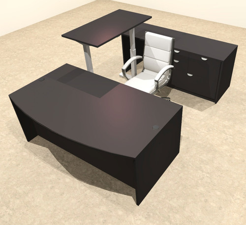 4PC U Shape Modern Executive Office Desk w/Height Adjustable Desk, OT-SUL-UH8