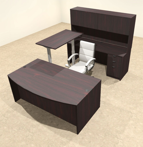 5PC U Shape Modern Executive Office Desk w/Height Adjustable Desk, OT-SUL-UH15