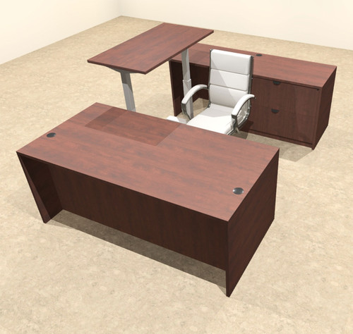 4PC U Shape Modern Executive Office Desk w/Height Adjustable Desk, OT-SUL-UH34