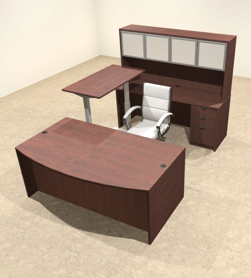 5PC U Shape Modern Executive Office Desk w/Height Adjustable Desk, OT-SUL-UH38