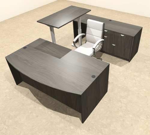 4PC U Shape Modern Executive Office Desk w/Height Adjustable Desk, OT-SUL-UH54