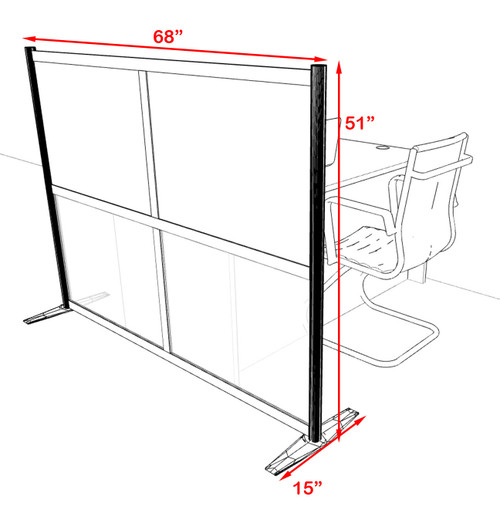One Loft Modern Office Home Aluminum Frame Partition / Divider / Sneeze Guard, #UT-ALU-P1-C