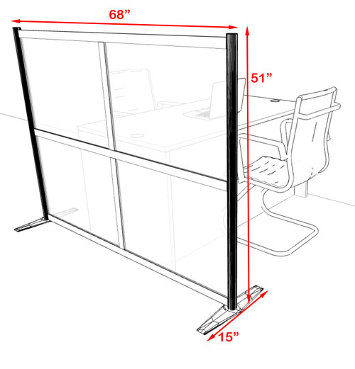 One Loft Modern Office Home Aluminum Frame Partition / Divider / Sneeze Guard, #UT-ALU-P3-A