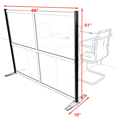 One Loft Modern Office Home Aluminum Frame Partition / Divider / Sneeze Guard, #UT-ALU-P5-C