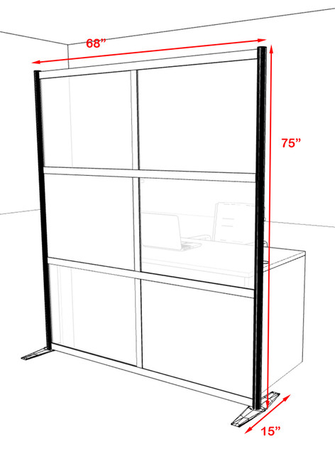 One Loft Modern Office Home Aluminum Frame Partition / Divider / Sneeze Guard, #UT-ALU-P16-A