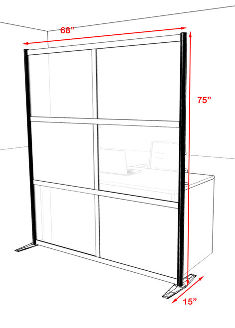 One Loft Modern Office Home Aluminum Frame Partition / Divider / Sneeze Guard, #UT-ALU-P16-B