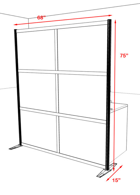 One Loft Modern Office Home Aluminum Frame Partition / Divider / Sneeze Guard, #UT-ALU-P24