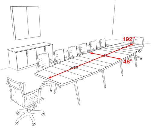 Modern Boat shaped 16' Feet Conference Table, #OF-CON-CW33