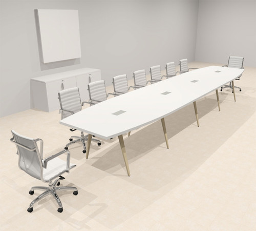 Modern Boat shaped 18' Feet Conference Table, #OF-CON-CW36