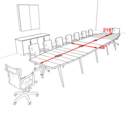 Modern Boat shaped 18' Feet Conference Table, #OF-CON-CW37