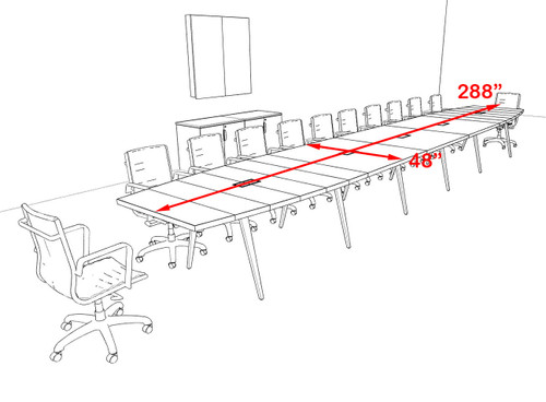 Modern Boat shaped 24' Feet Conference Table, #OF-CON-CW61