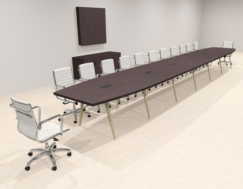 Modern Boat shaped 26' Feet Conference Table, #OF-CON-CW68