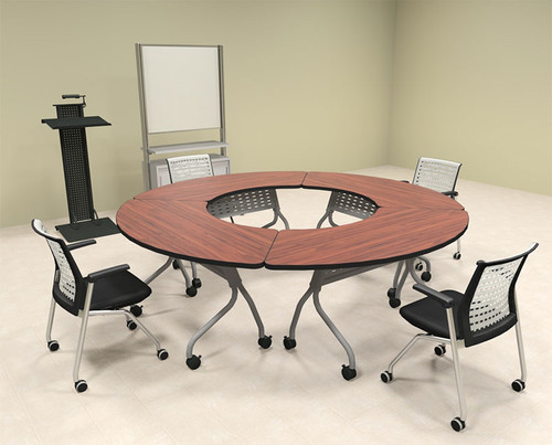 4pcs Round Shape Training / Conference Table Set, #MT-SYN-LT4