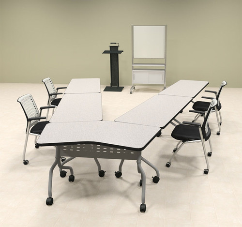 5pcs V Shape Training / Conference Table Set, #MT-SYN-LT22 - H2O