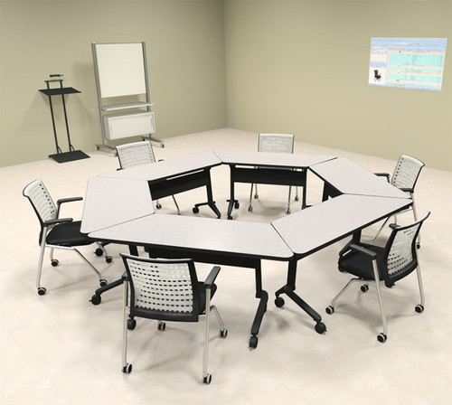 6pcs Hexagon Shape Training / Conference Table Set, #MT-SYN