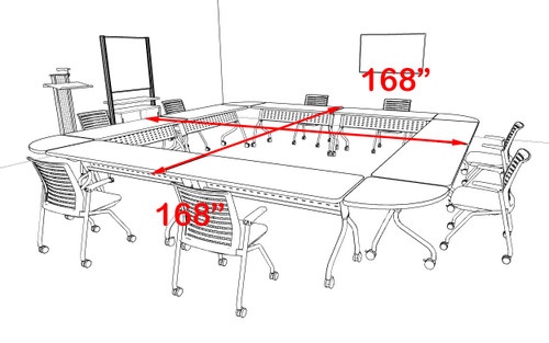 8pcs Square Shape Training / Conference Table Set, #MT-SYN-LT13