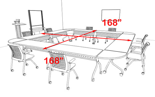 8pcs Square Shape Training / Conference Table Set, #MT-SYN-LT17