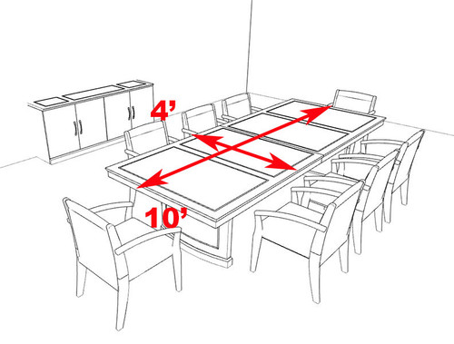 Modern Traditional Rectangular 10' Feet Office Conference Table, #RO-SOR-C3