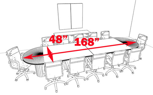 Modern Racetrack 14' Feet Conference Table, #CH-JAD-C9