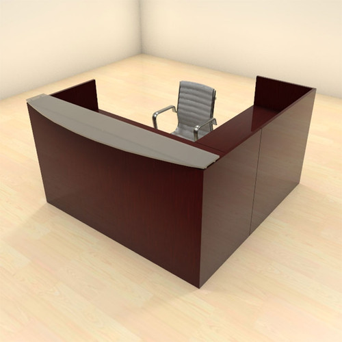 3pc L Shaped Modern Glass Counter Reception Desk Set, #CH-JAD-R4