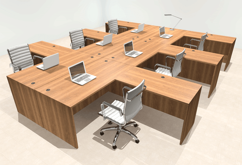 Six Person Modern Office Workstation Desk Set, #OT-SUL-FPN33