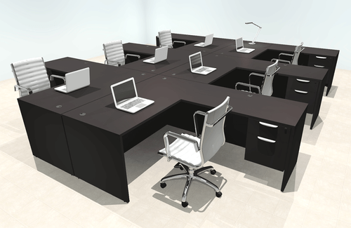 Six Person Modern Office Workstation Desk Set, #OT-SUL-FPN48