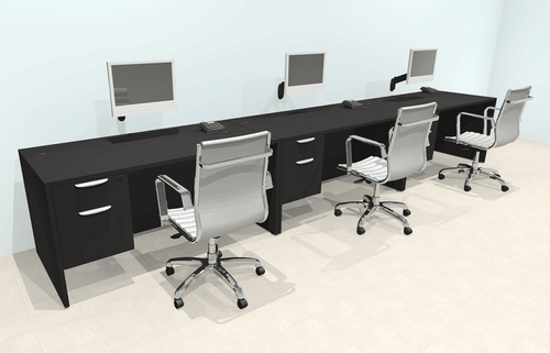 Three Person Modern Office Workstation Desk Set, #OT-SUL-SPN28 Three Person Modern Office Workstation Desk Set, #OT-SUL-SPN28