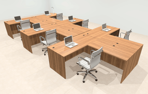 Six Person Modern Office Workstation Desk Set, #OT-SUL-SPN49