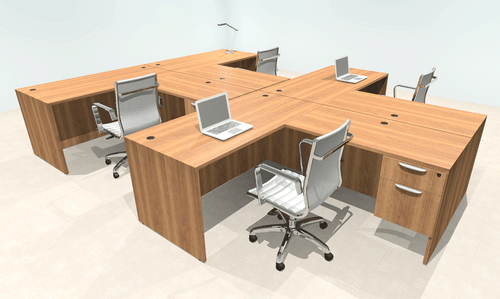 Four Person Modern Office Workstation Desk Set, #OT-SUL-SPN57