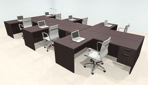 Six Person Modern Office Workstation Desk Set, #OT-SUL-SPN63