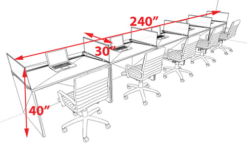 Five Person Modern Acrylic Divider Office Workstation Desk Set, #OT-SUS-SP20