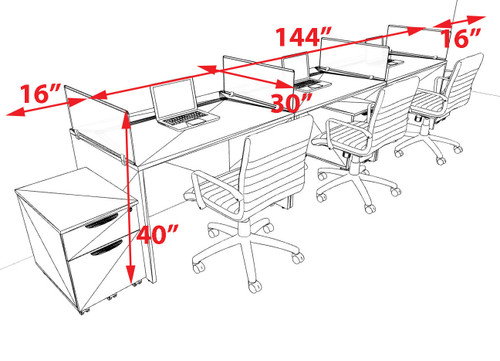 Three Person Modern Acrylic Divider Office Workstation Desk Set, #OT-SUS-SP72